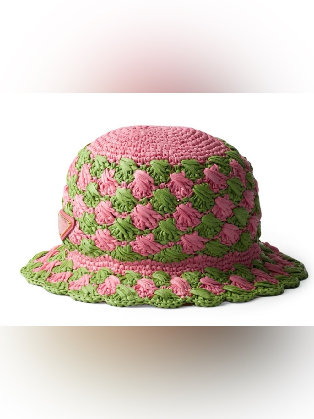 Prada Pink and Green Crocheted Bucket Hat